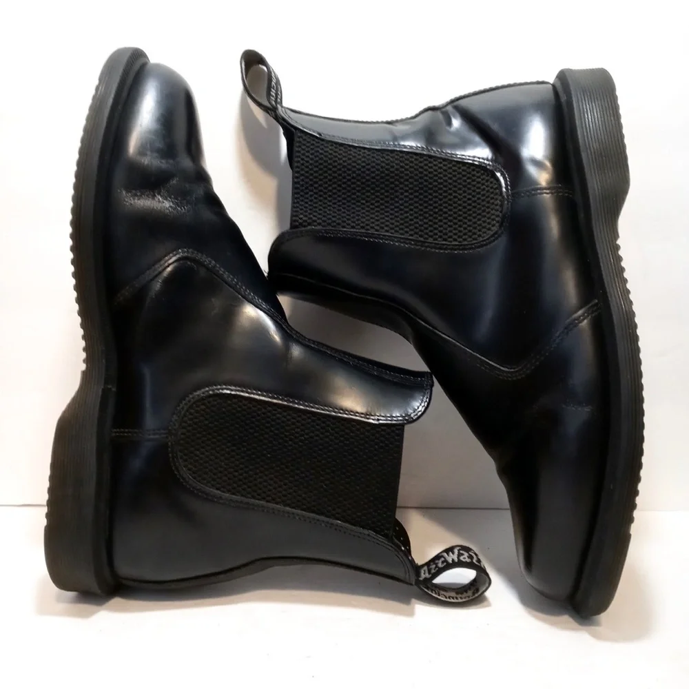 Doc Martens Flora Chelsea Black Leather Boots - Women's Size US 8 / UK 6 - Picture 8 of 12